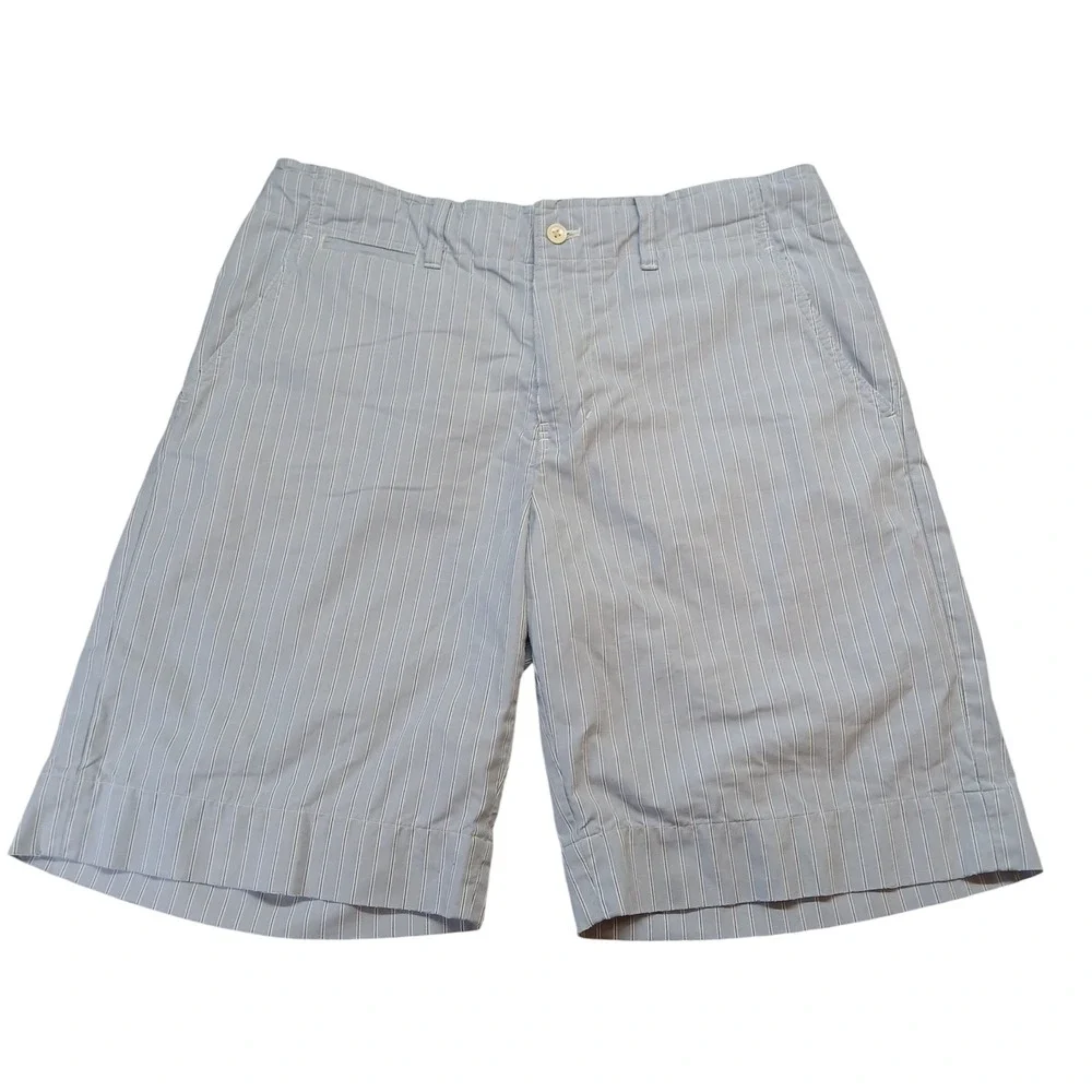 Polo Ralph Lauren Mens Blue White Striped Cotton Madison Ave Shorts Size 32